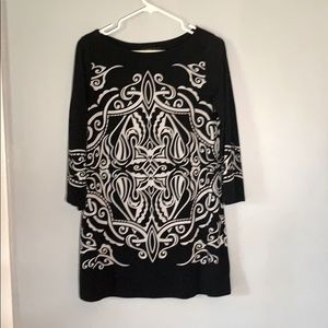 Style & Co black and white 3/4 sleeve shift dress
